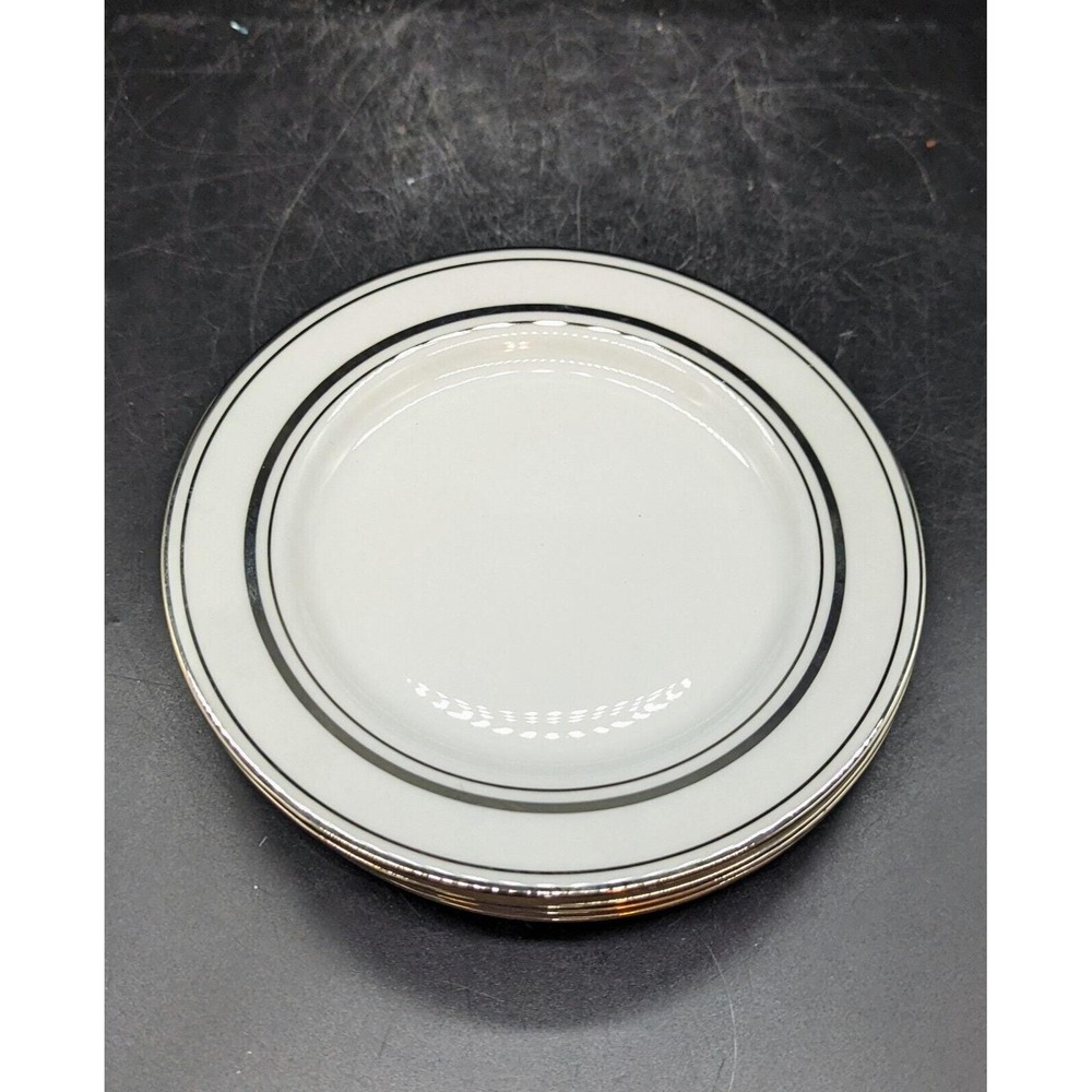Set Of 4 Lenox Kate Spade Library Lane Platinum Bread Butter  Plate 6.25"